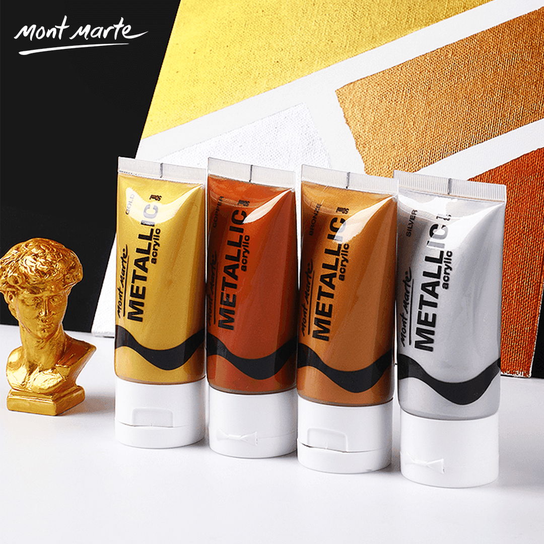 Mont Marte Metallic Acrylic Paint Set 4x50ml