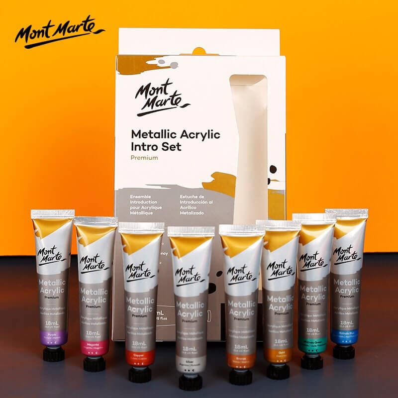 Mont Marte Metallic Acrylic Intro Paint Set 8 Pieces