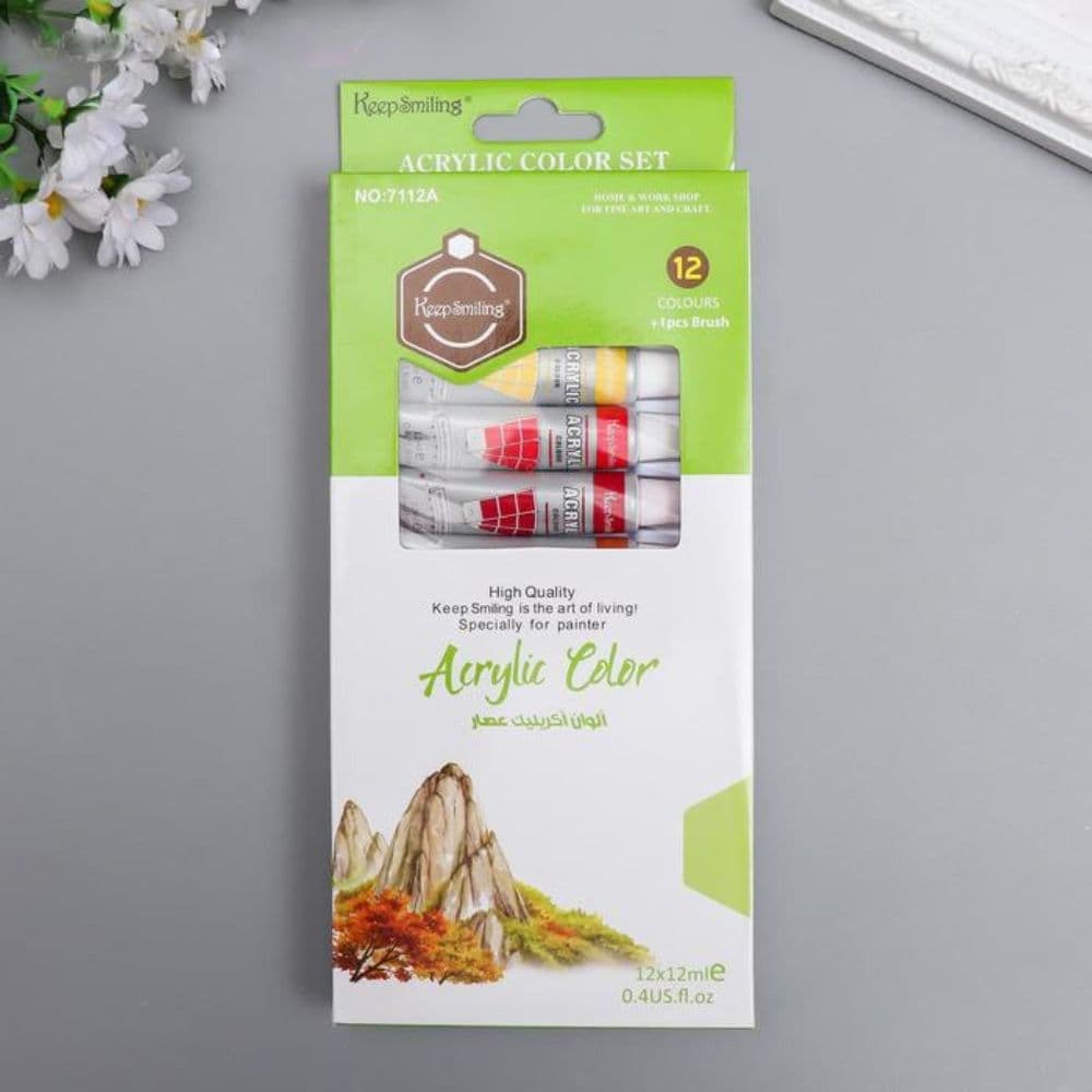 Keep smiling Acrylic Paint Pack of 12 12ml