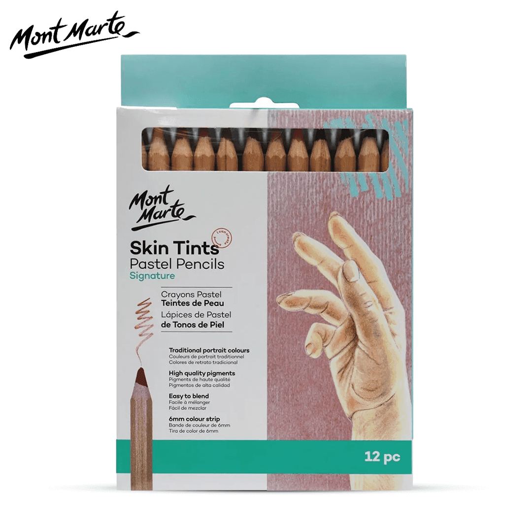 Mont Marte Skin Tints Pastel Color Pencils Set 12 Pieces