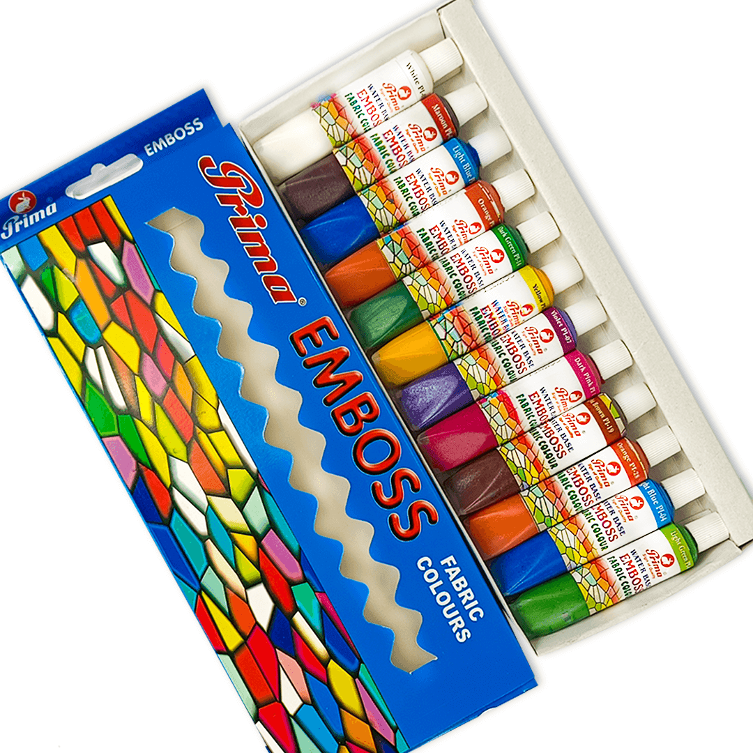 Prima Pearl Emboss Fabric Color Paint Set 12 Pieces