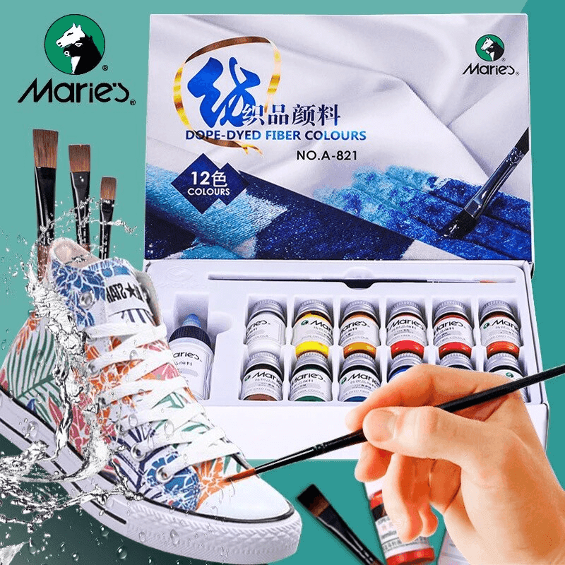 Maries Dope Dyed Permanent Fabric Color Paint Set 12 Pieces