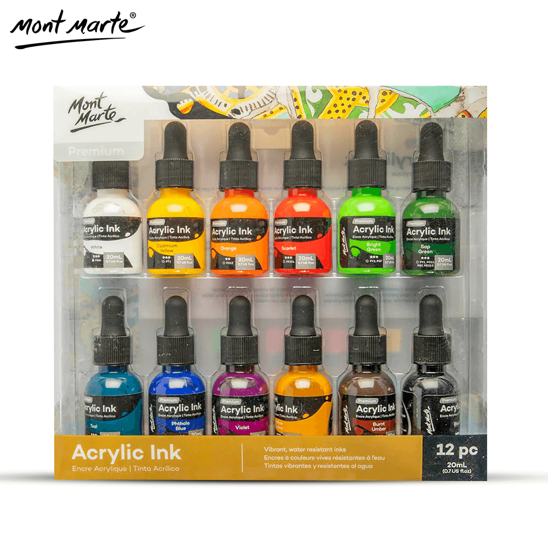Mont Marte Premium Acrylic Inks Set 12 x 20ml
