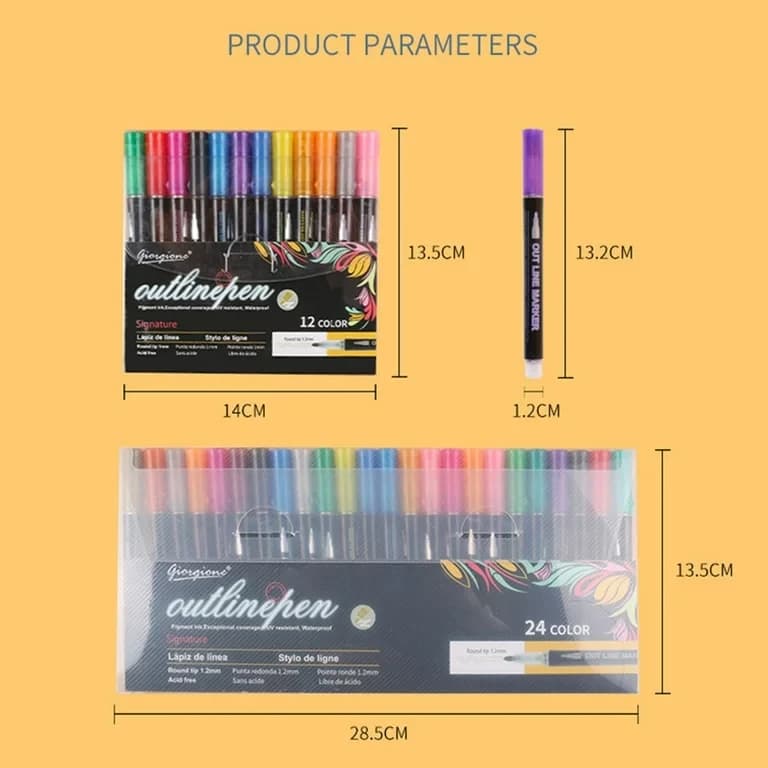 Giorgione Outline Glitter Marker Pen Pack of 24