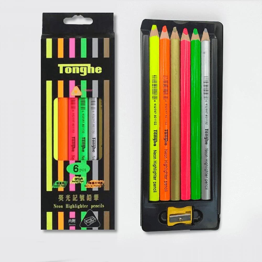 Tonghe Highlighters Neon Color Pencil Pack of 6