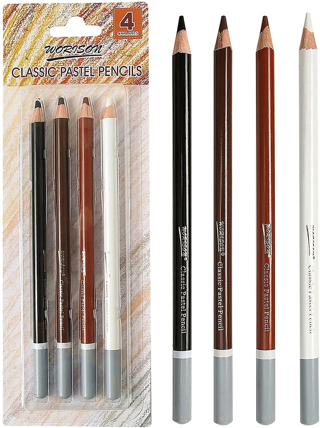 Worison Classic Soft Charcoal Pastel Pencil Set of 4 Pieces