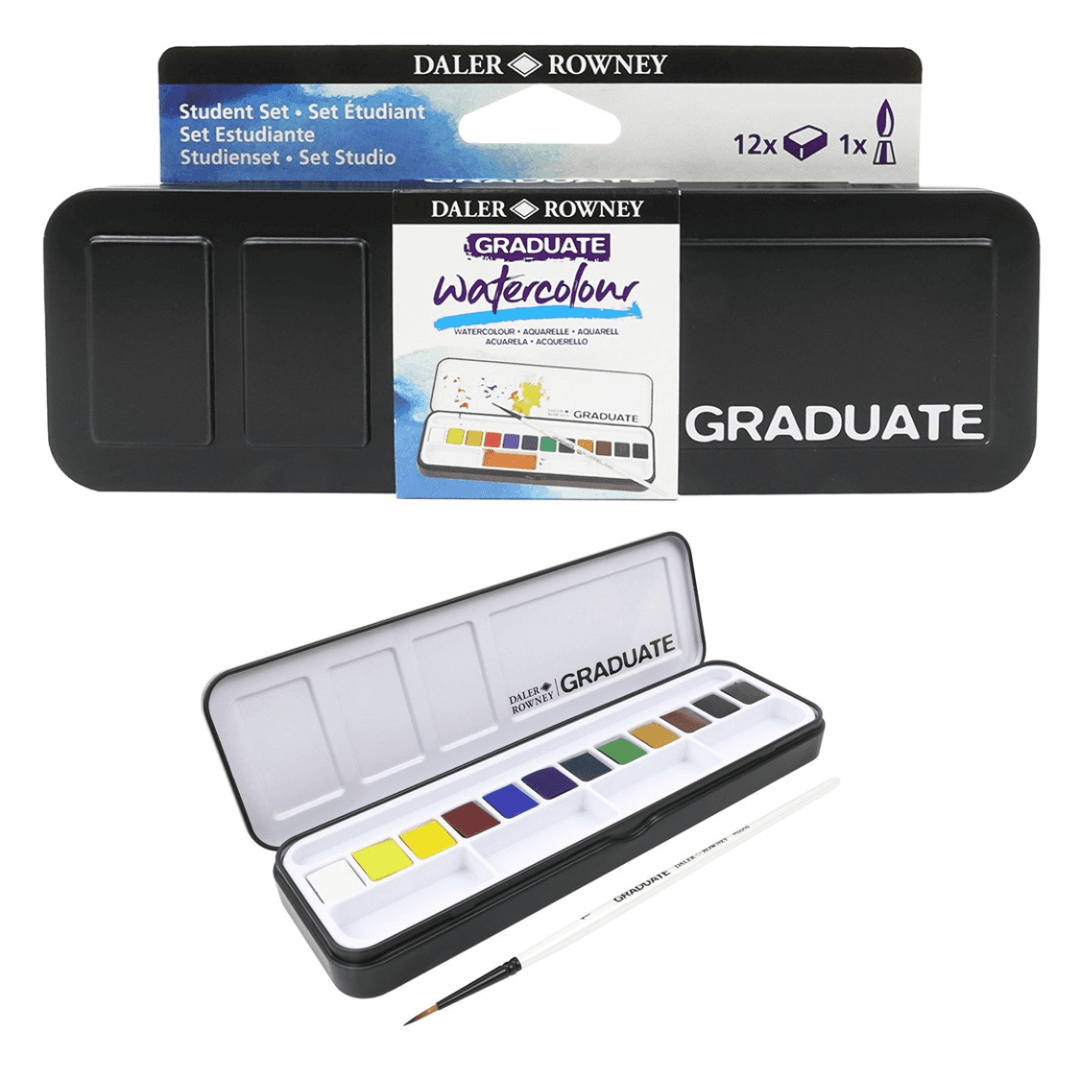 Daler Rowney Graduate Watercolor – Half Pans – Set of 12