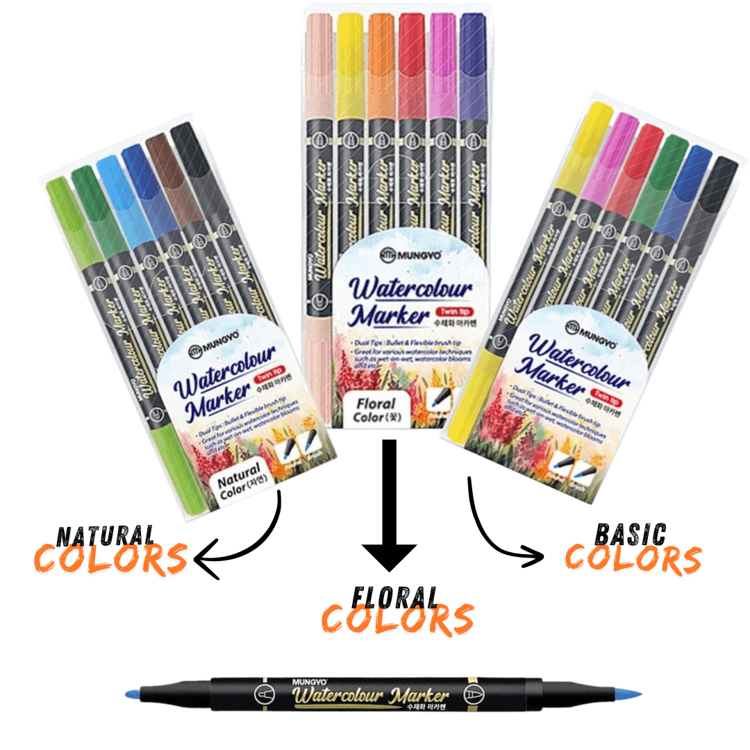 Mungyo Twin Tip Watercolor Brush Marker Set of 6