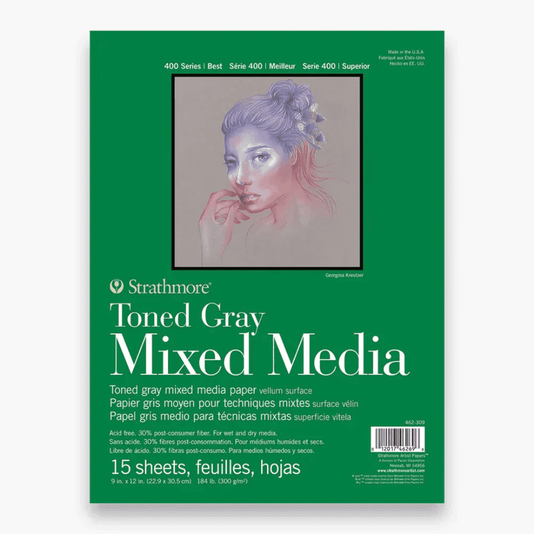 Strathmore Series 400 Mixed Media Pad 15 Sheets Toned Gray 300gsm A4 Size