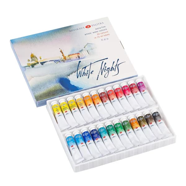White Nights Watercolor Paints Set Of 24 Tubes – 10ml
