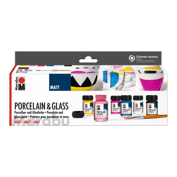 Marabu Porcelain &amp; Glass Matt Starter Set 6 x 15 ml