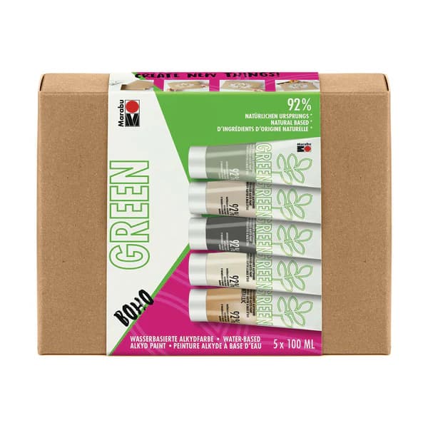 Marabu Green Water-Based Alkyd Paint Set Boho 5 x 100ml
