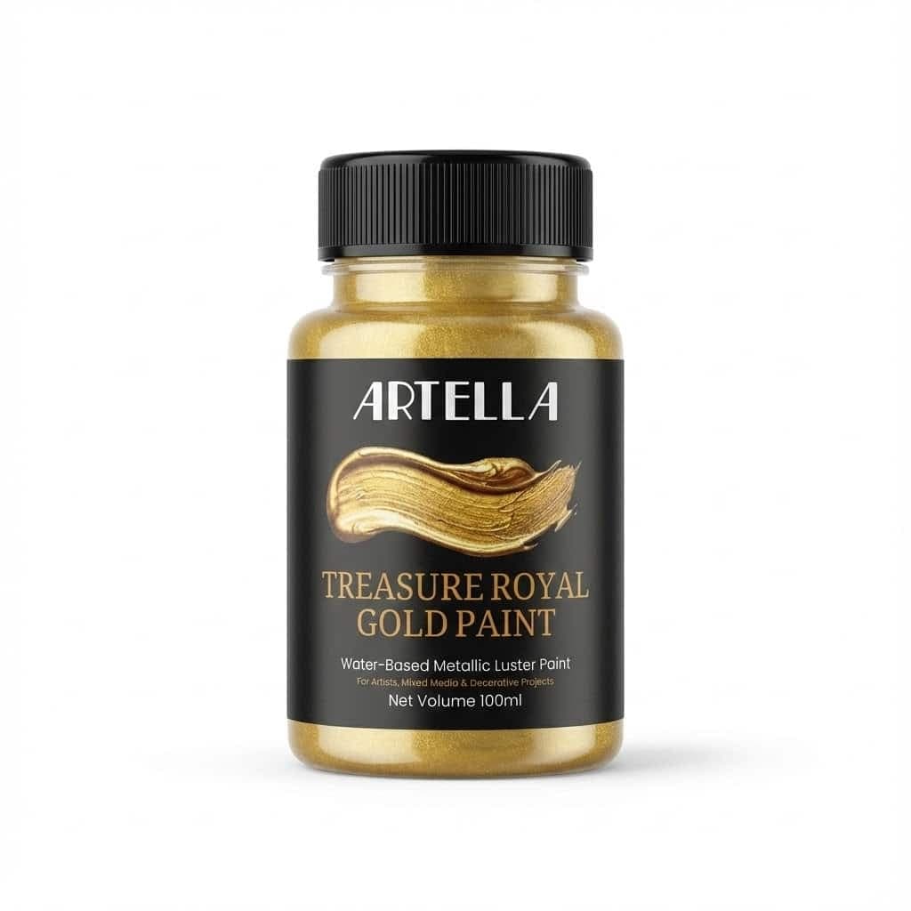 Artella Treasure Gold Paint 100ml – Water-Based Metallic Gold for Crafts and DIY Projects