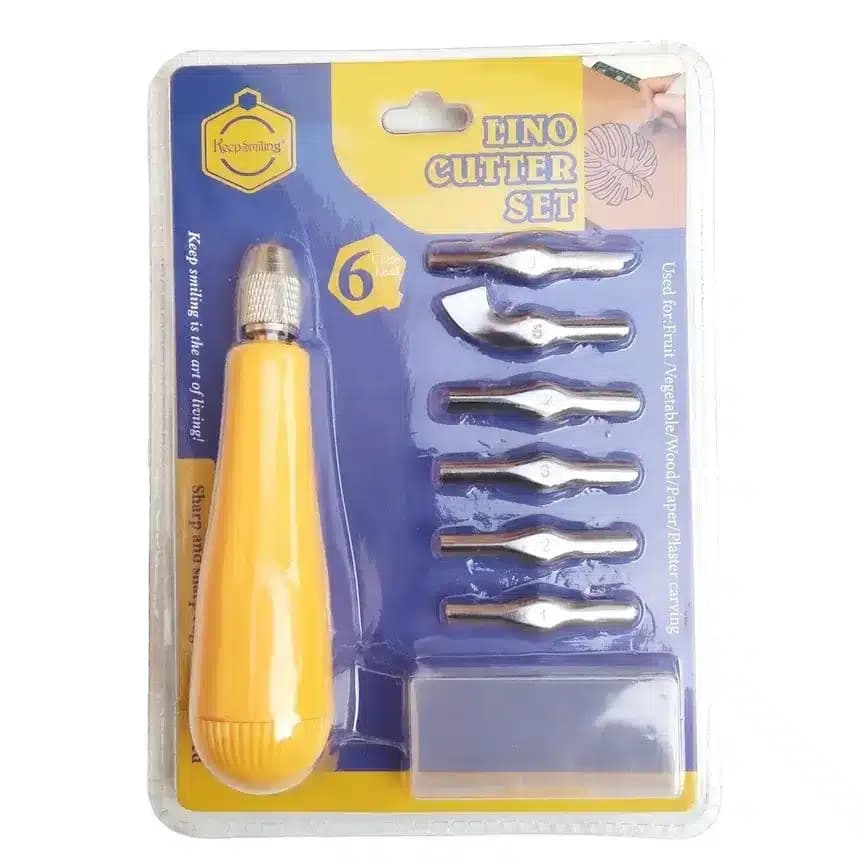 Keep Smiling Lino Cutter Set Includes 6 Cutter Head