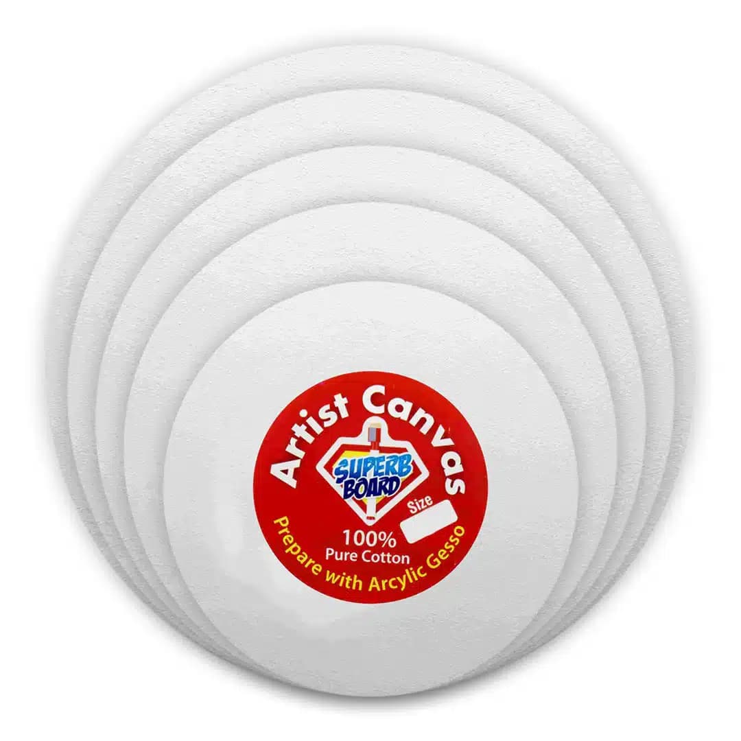 Fine Quality Painting Canvas in Round Shape Pack of 5