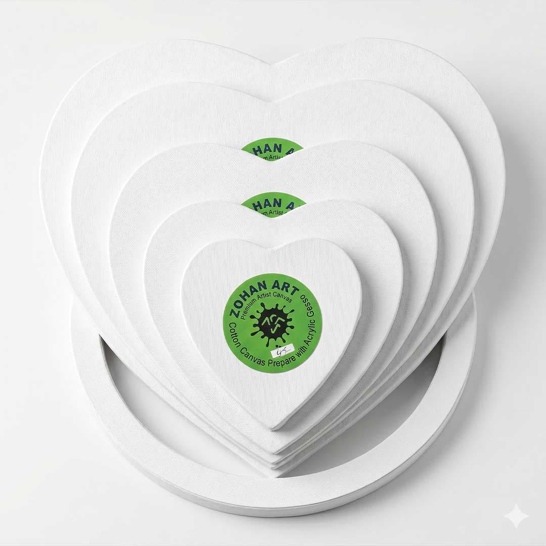 Fine Quality Painting Canvas In Heart Shape Pack of 5