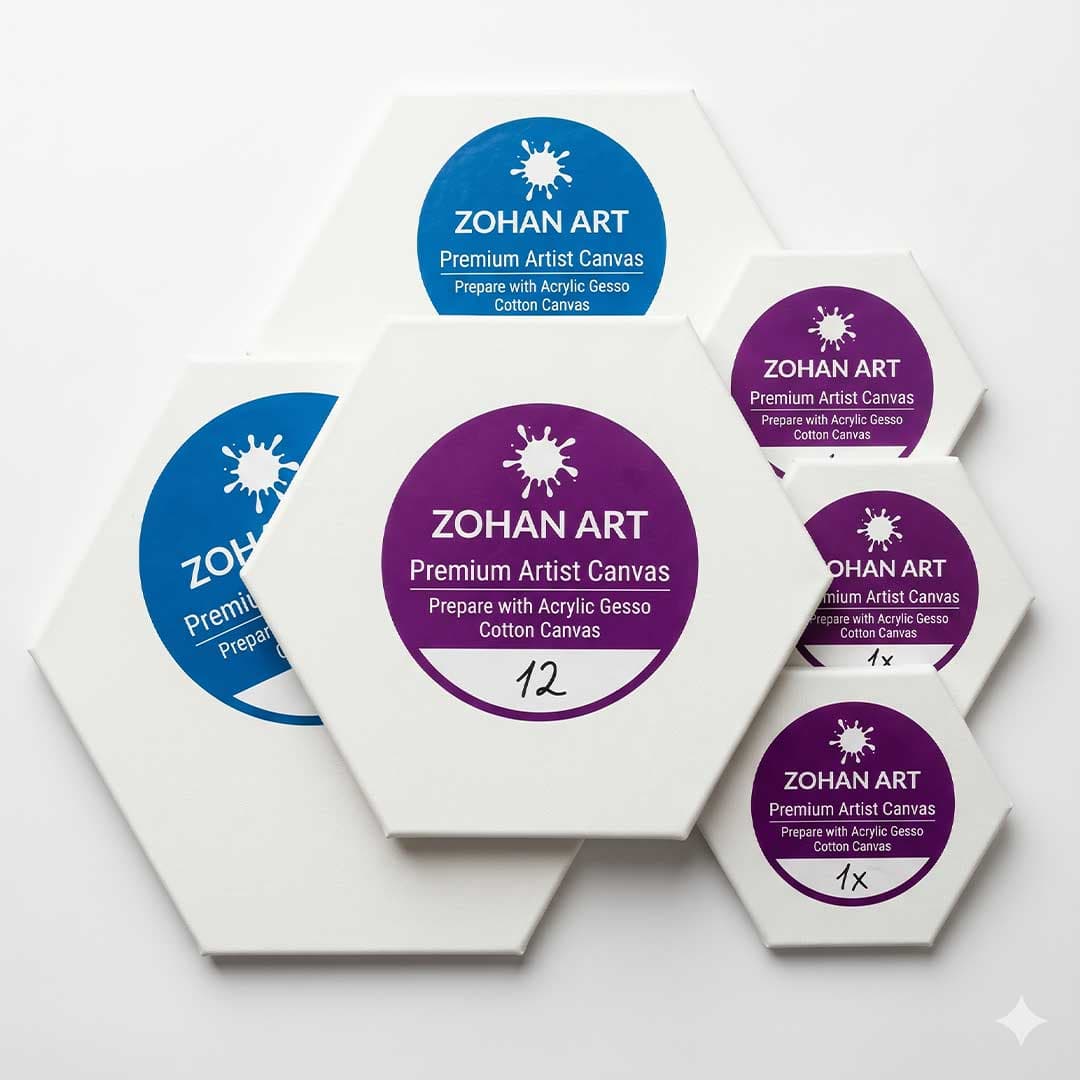 Fine Quality Painting Canvas in Hexagone Shapea Pack of 5