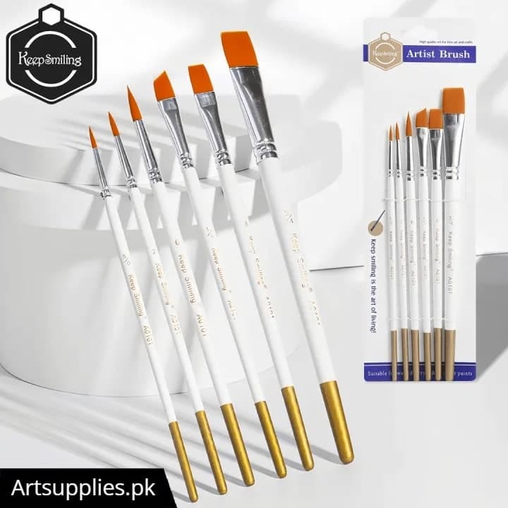 Keep Smiling Synthetic Hair Mix Paint Brushes Set Of 6