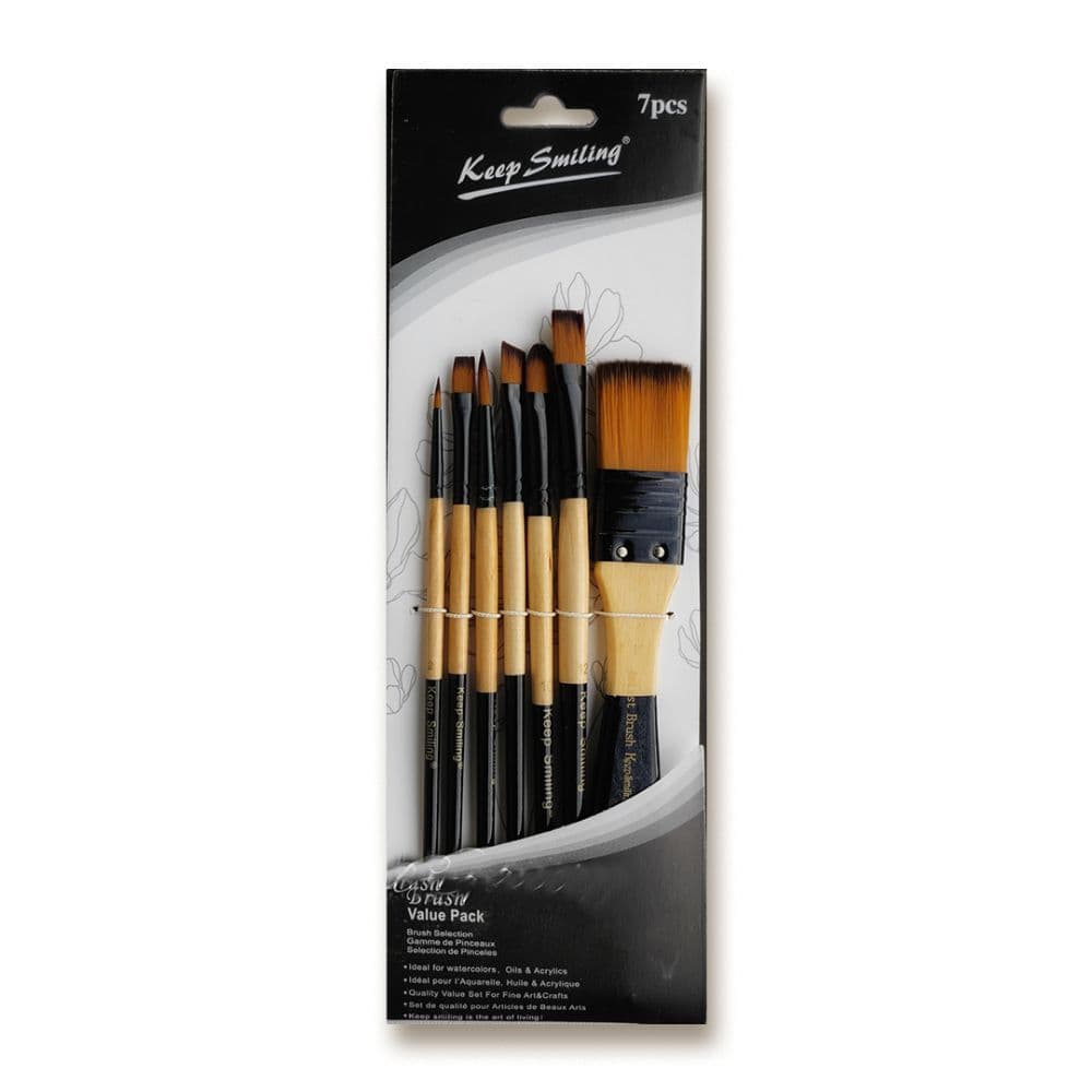 Keep Smiling Mix Artist Paint Brush Set Of 7 Pcs