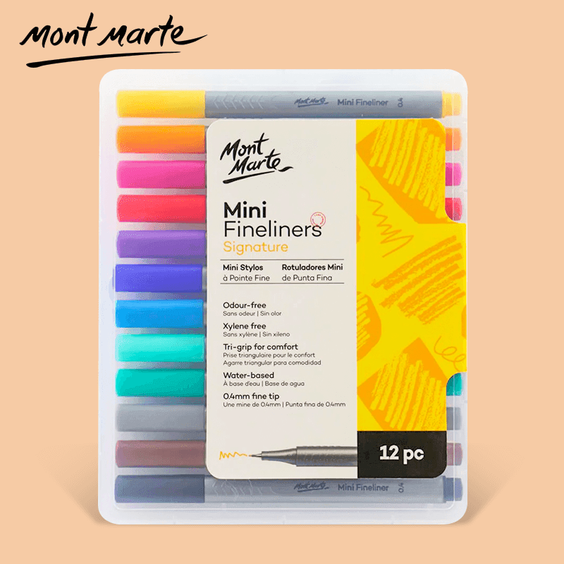 Mont Marte Signature Mini Fineliner Pen Set 12 Pieces