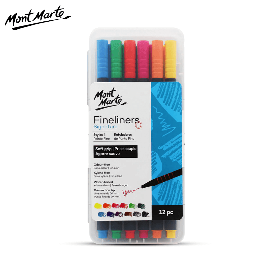 Mont Marte Signature Color Fineliner Pen Set 12 Pieces