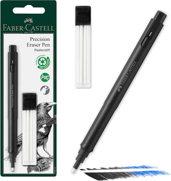 Faber-Castell Precision Eraser Pen & 4 Count Refill Set
