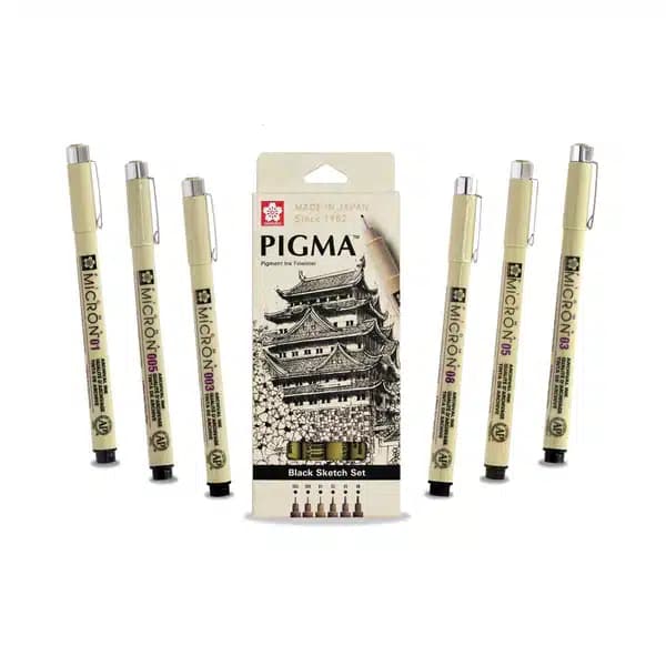 Sakura Pigma Micron Pen Black Set of 6